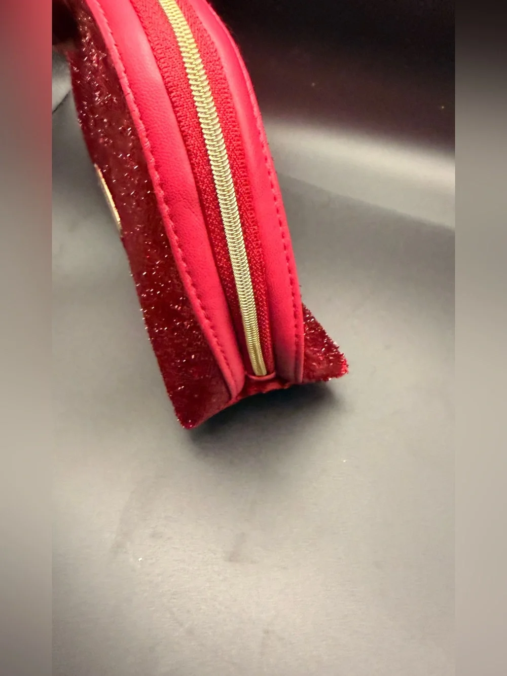 Bulgari Burgundy Velvet Cosmetic Pouch with Gold Plaque NWT